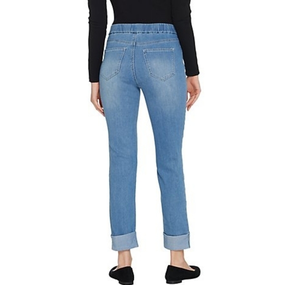 DENIM AND COMPANY EMBROIDERED ANKLE JEANS - Picture 2 of 2